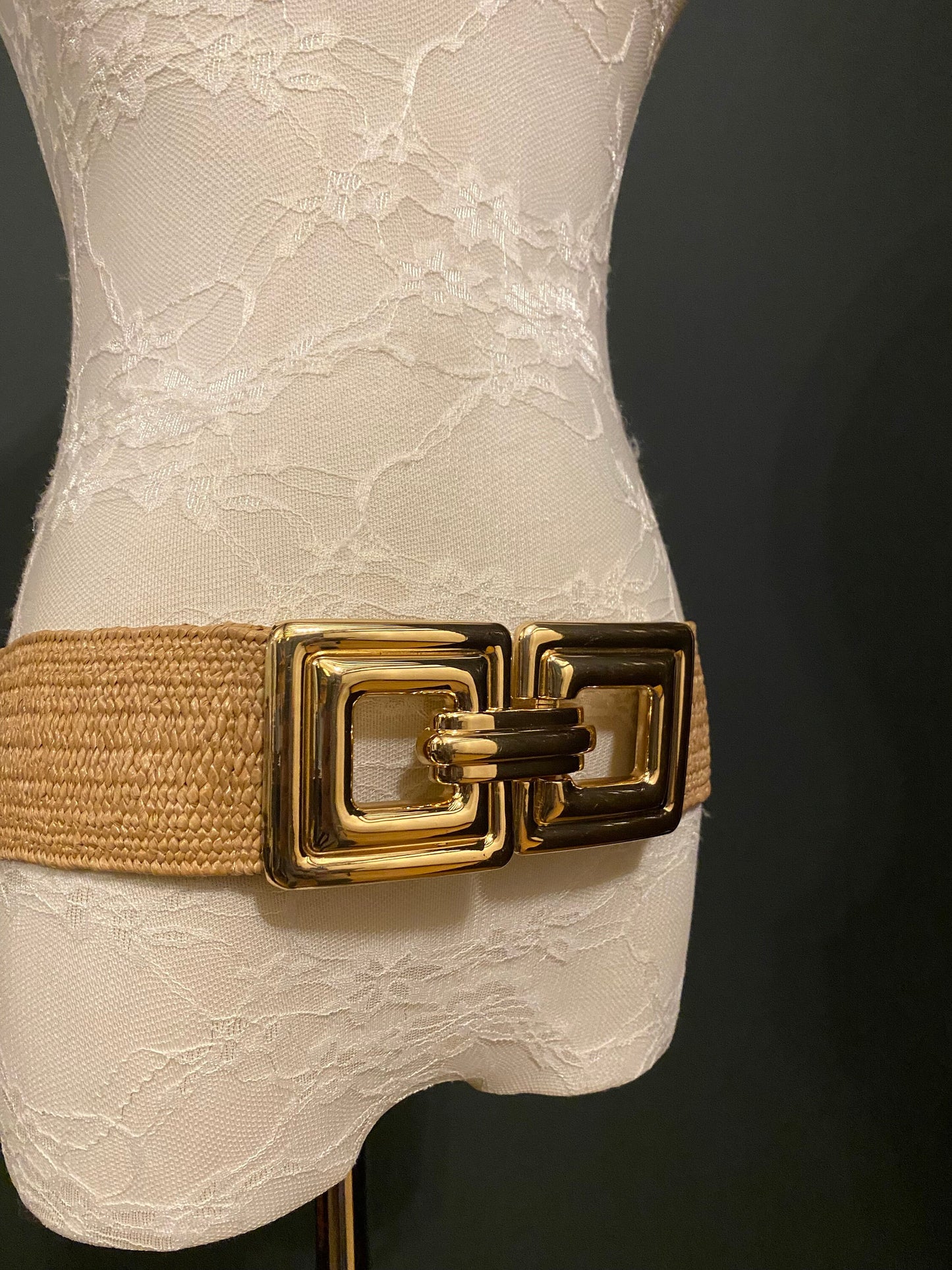 Raffia Belt, Gold Buckle Belt, Fashion Belt, Summer Belt