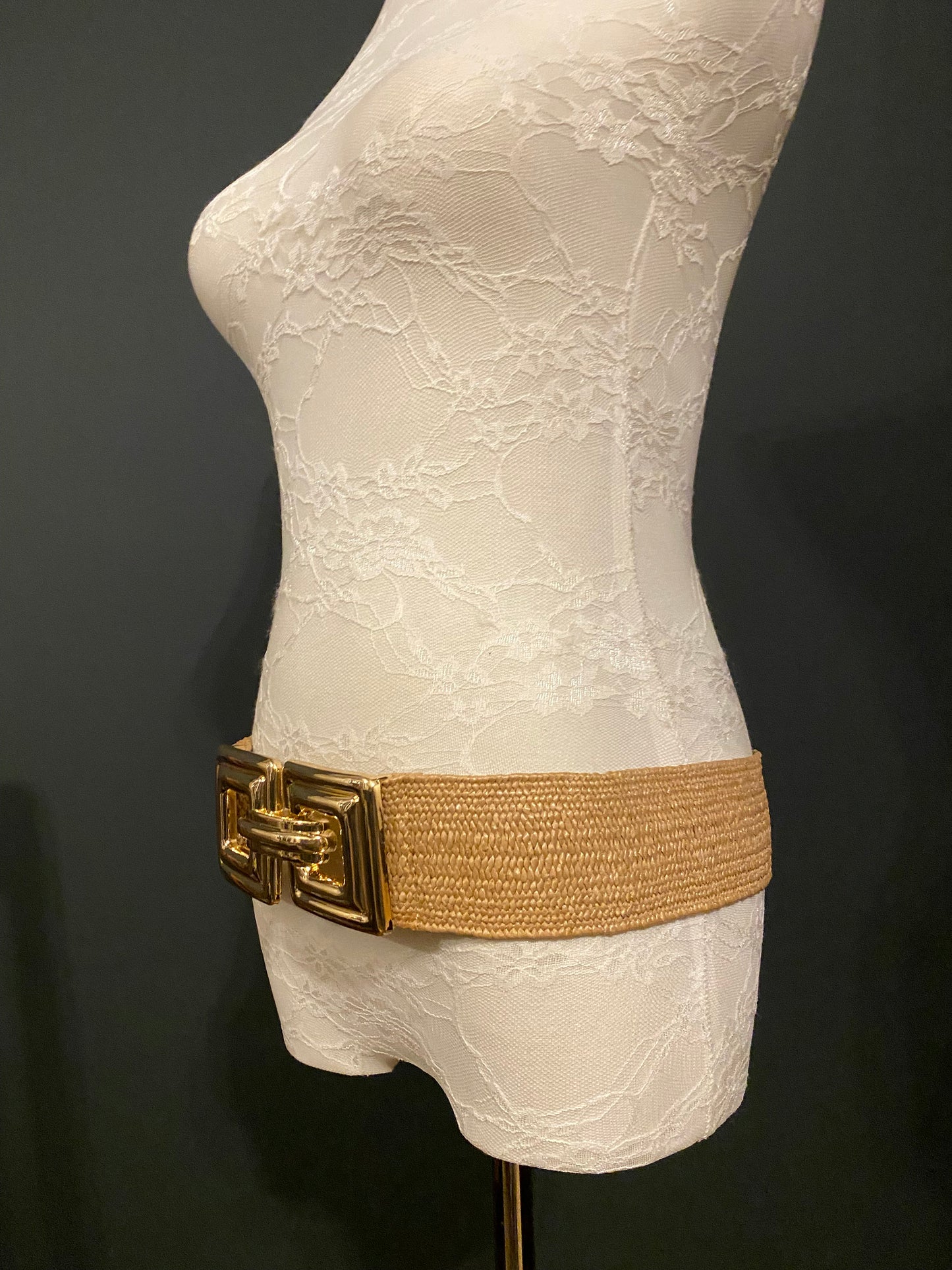 Raffia Belt, Gold Buckle Belt, Fashion Belt, Summer Belt