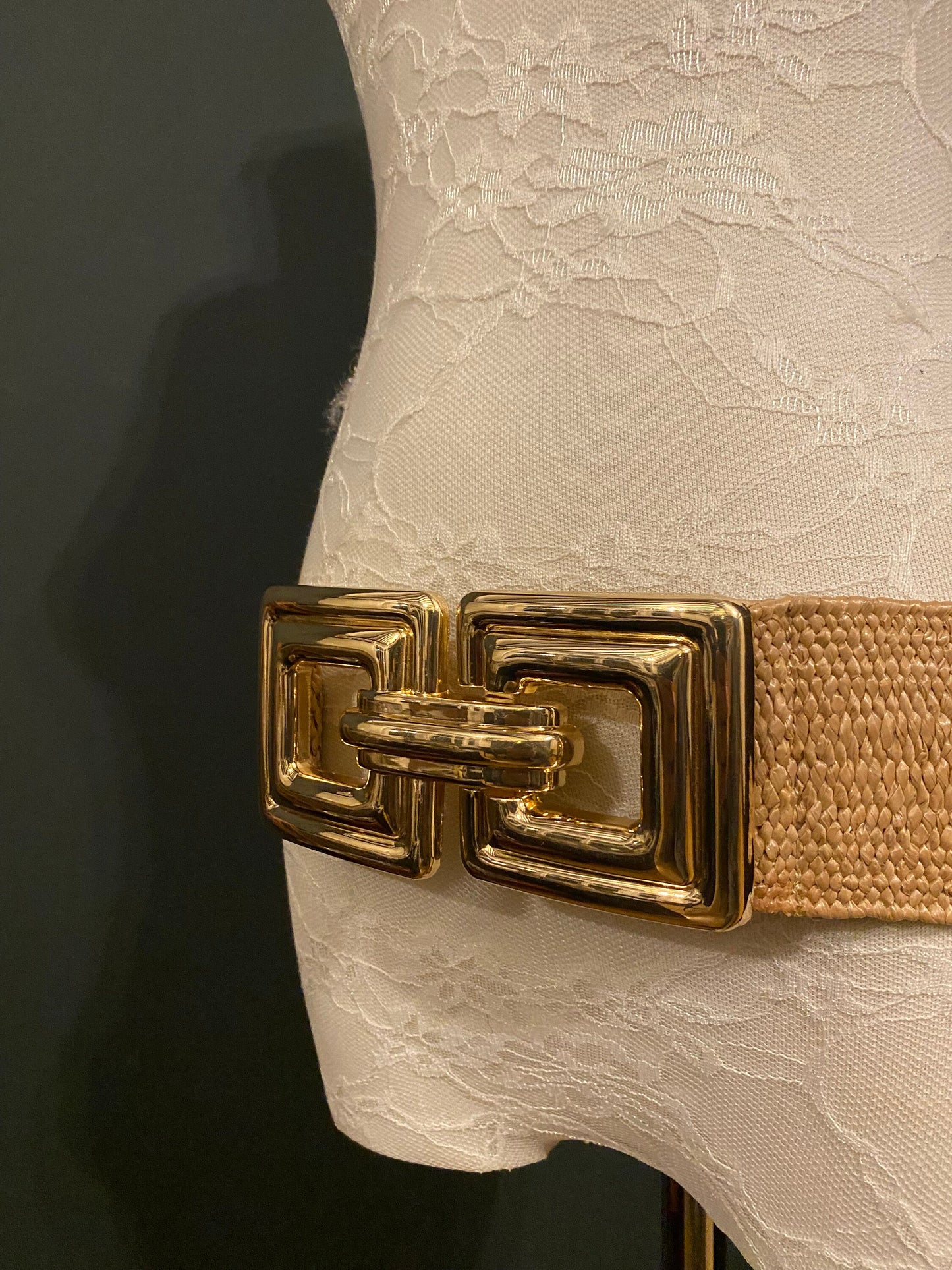 Raffia Belt, Gold Buckle Belt, Fashion Belt, Summer Belt