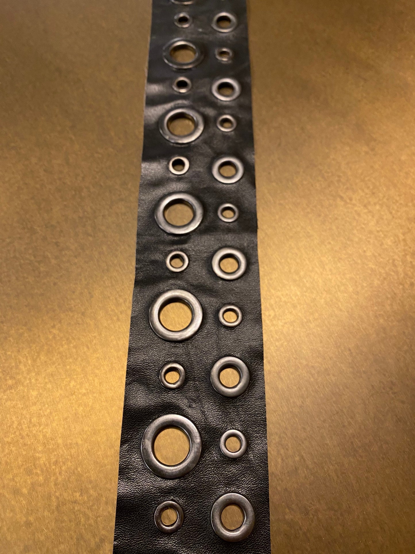 2" Vegan Black Eyelet Tape, Gunmetal Punk Trim