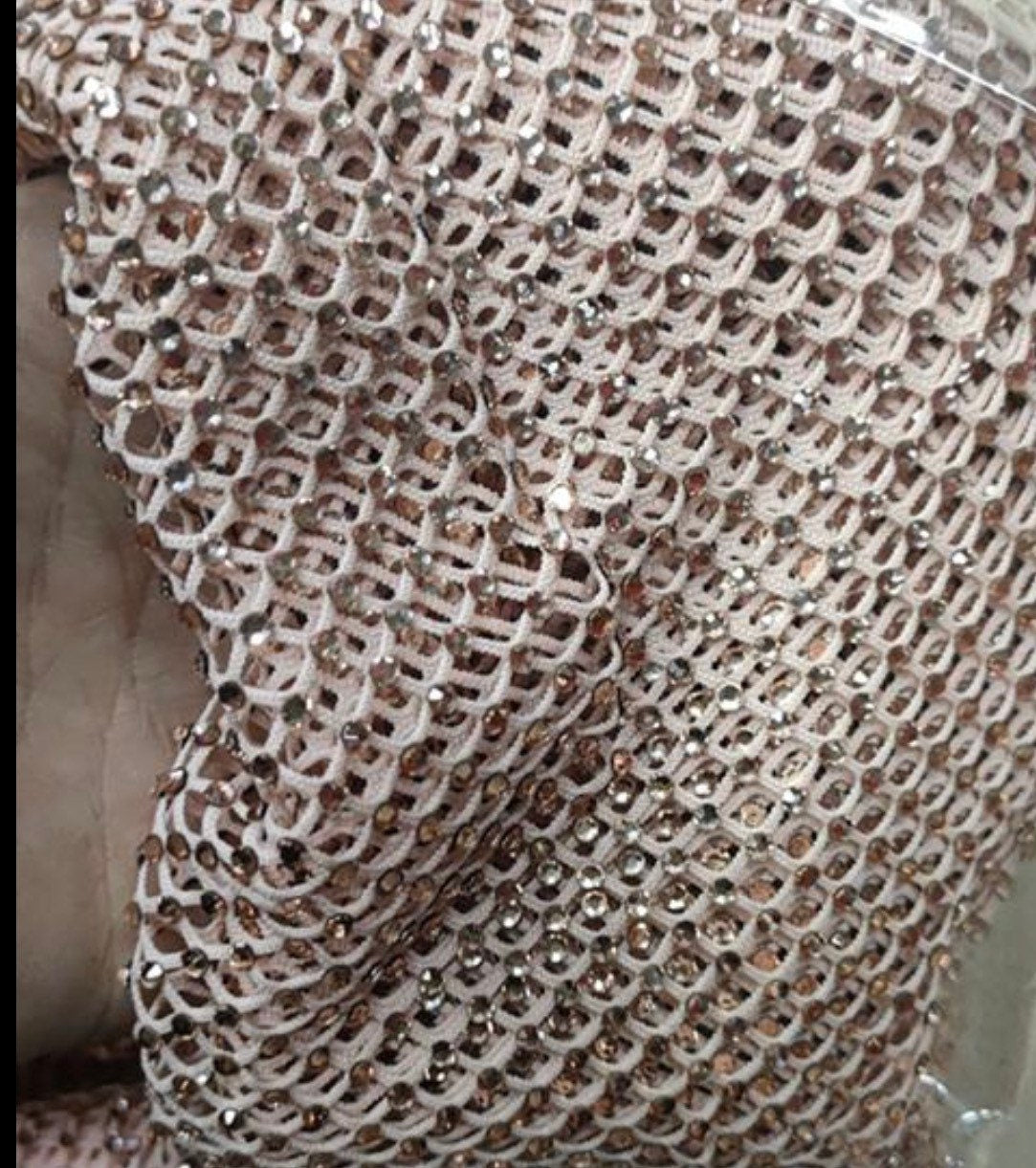 Fabric, Rhinestone FabRic, AB Iridescent Stones, Black fabric, Nude Fabric