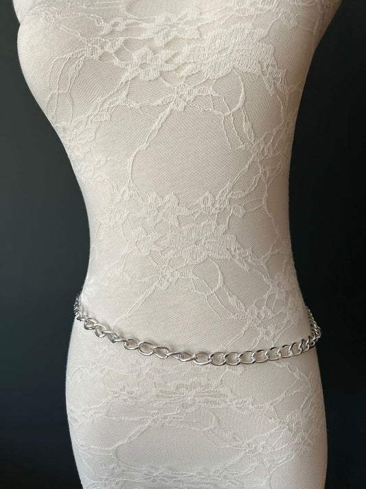 X-long Chain Belt, Silver Chain Belt, Fashion Belt, UK Sizes 2-32