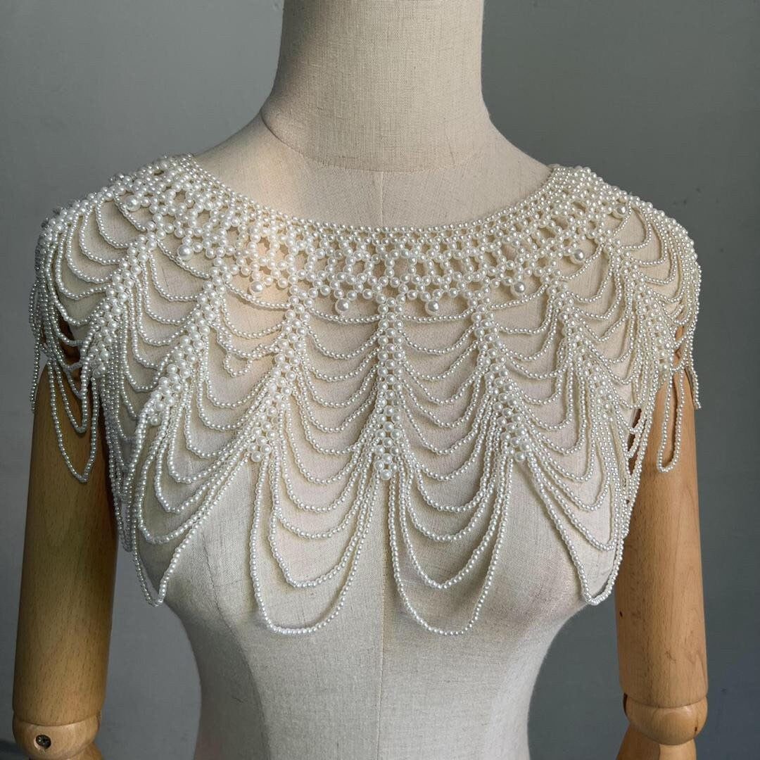 Pearl shoulder chain body jewellery, bridal, ivory, cream, pearls, wedding, Pearl shoulder chain body pearls