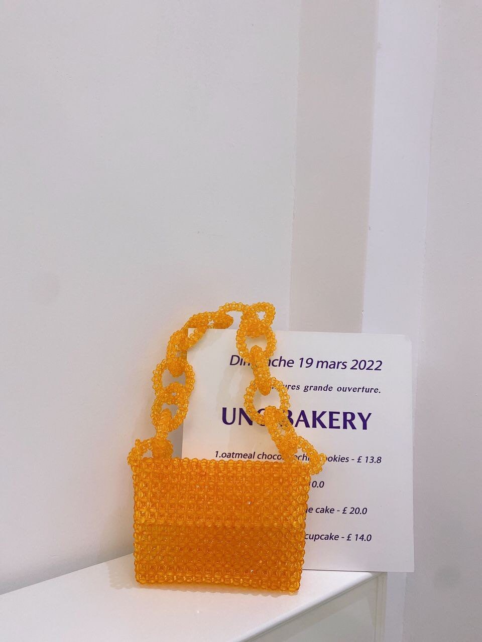 Crystal Bead Handbag, Orange Beads, Handmade, Handbag, Fan Accessory Collection