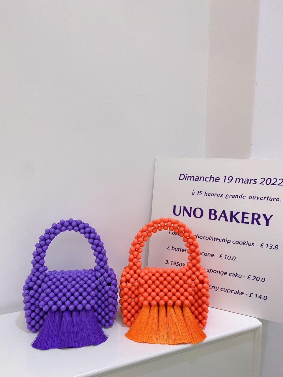 Crystal Bead Fringe Handbag, Purple Beads, Orange Beads, Handmade, Handbag, Fan Accessory Collection