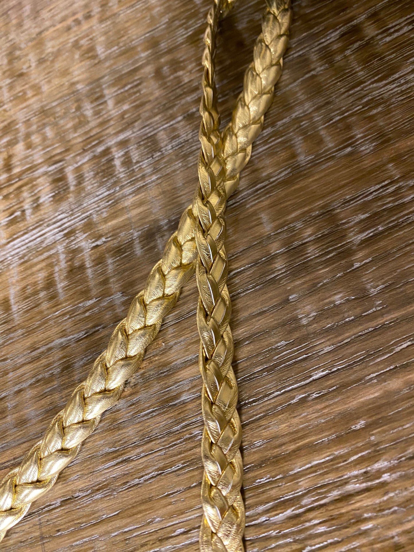 Gold Plaited Faux Leather Trim, High Quality, Gold