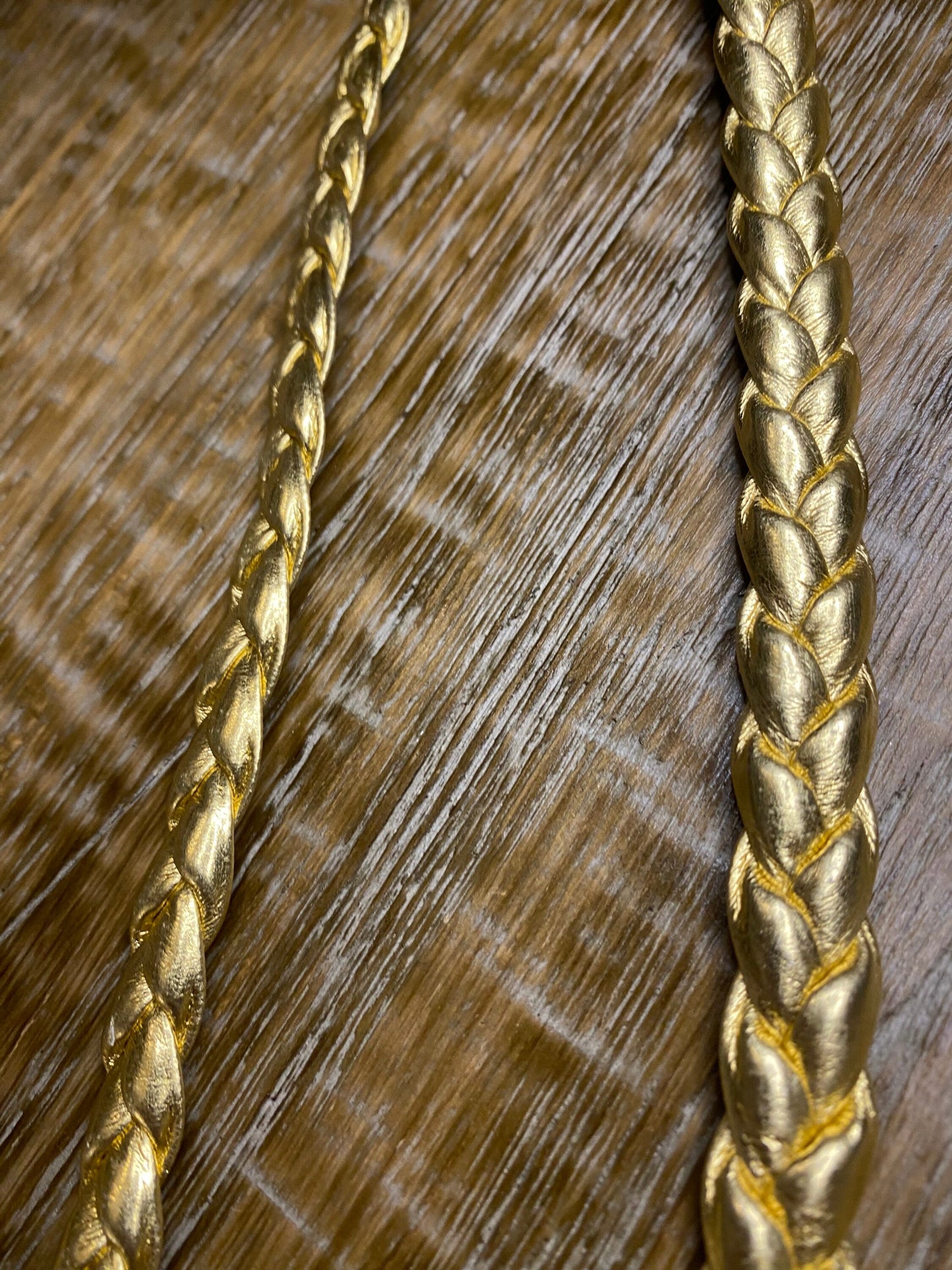 Gold Plaited Faux Leather Trim, High Quality, Gold