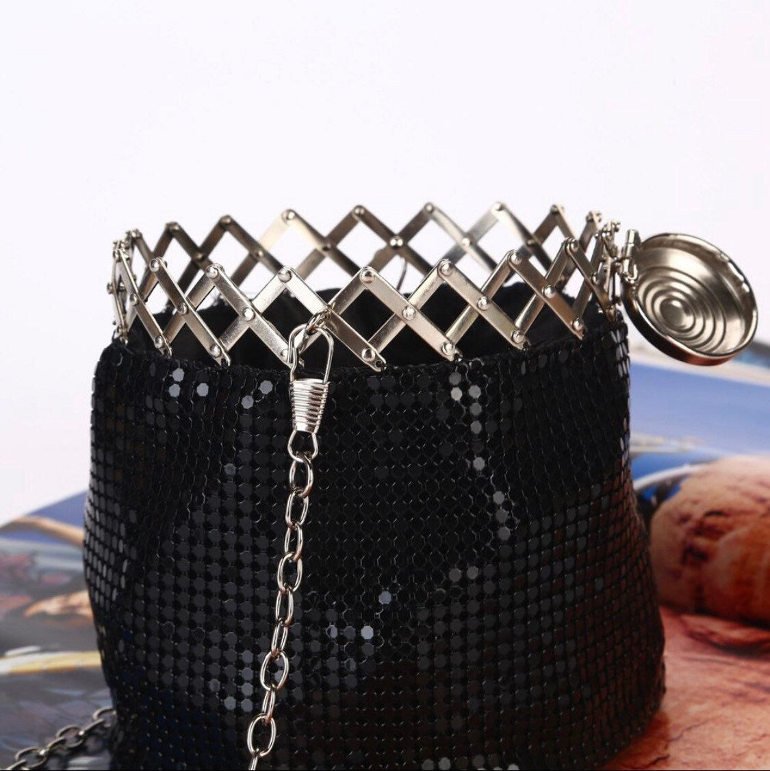 Handbag, Chainmail Handbag, Black, Fashionable Handbag
