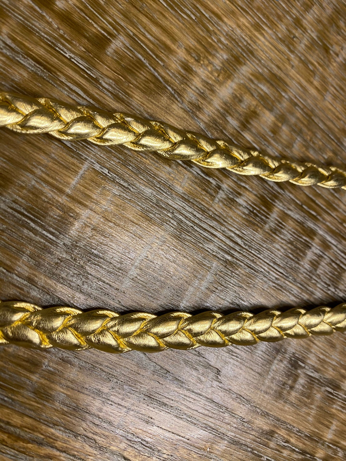 Gold Plaited Faux Leather Trim, High Quality, Gold