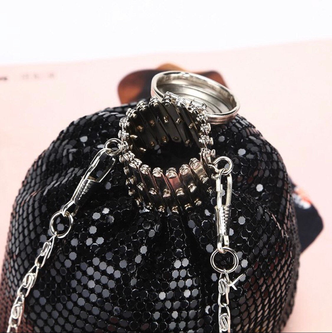 Handbag, Chainmail Handbag, Black, Fashionable Handbag