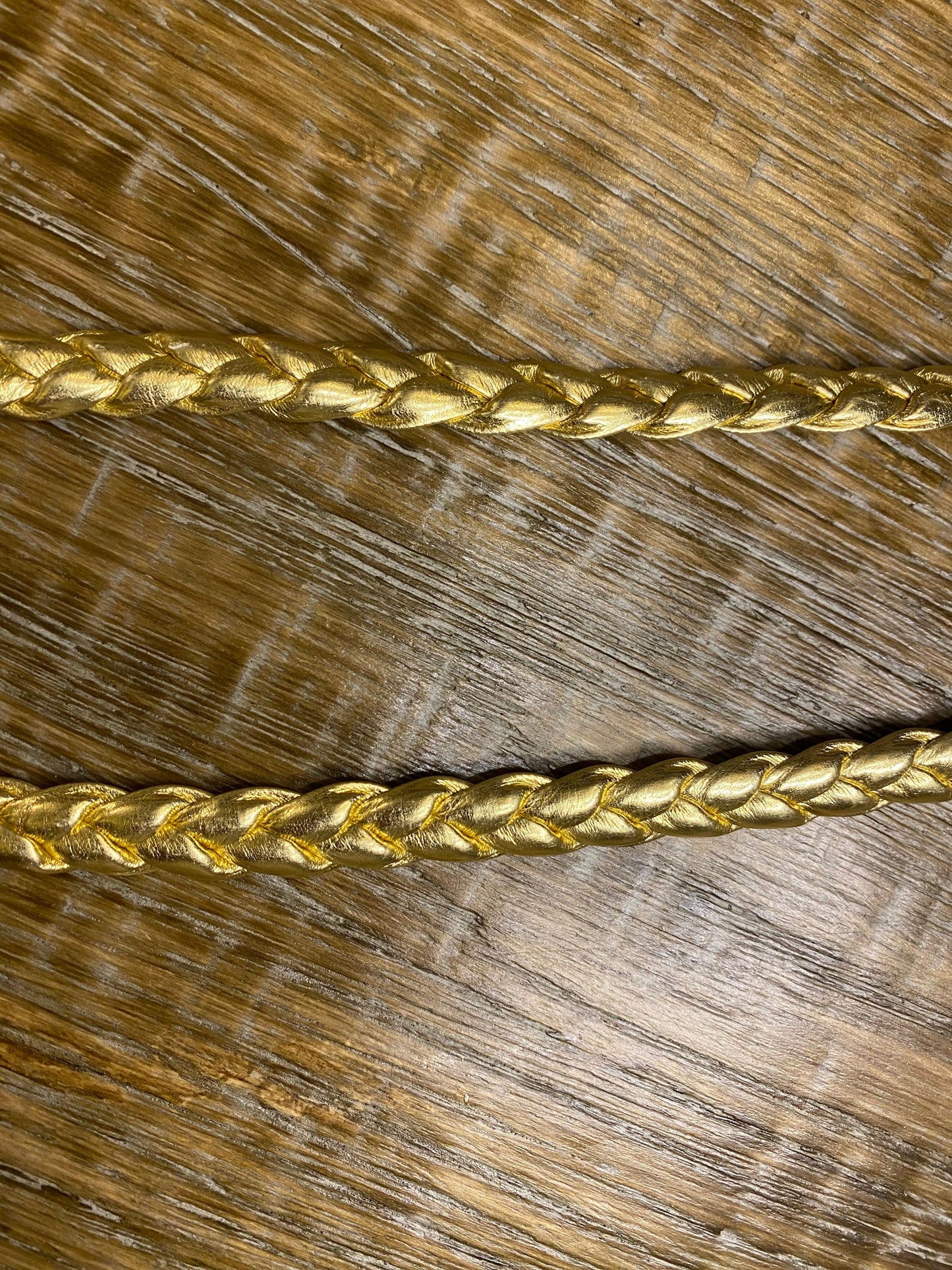 Gold Plaited Vegan Leather Trim, Bag Straps (1cm Wide)