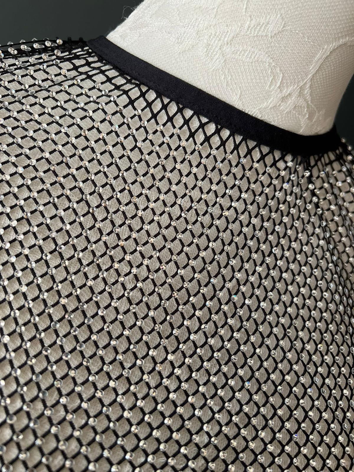 Fishnet Diamanté Top, Rhinestone Top, See Through Top, Fan Fashion Exclusives Range, UK Sizes 6-12