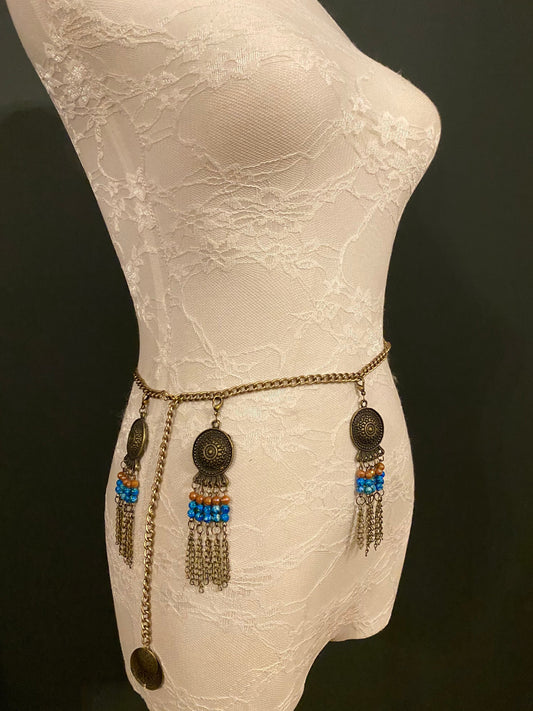 X-Long Belt, Boho Belt, Vintage Style Belt. Swimwear, Boho, Antique Brass, Dress, Accessory, UK Size 2-38