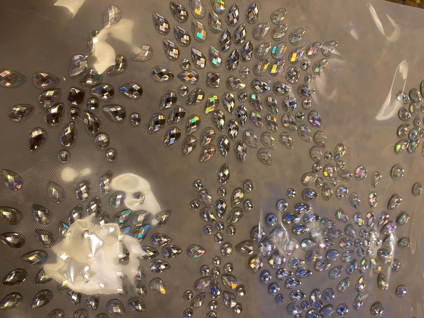 Jewel Hotfix, Iron on Hotfix Rhinestones, Iridescent Jewels, 12”x12”