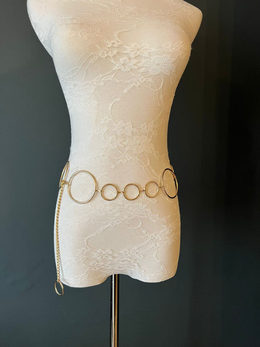 Gold Ring Belt, Plus Size Fashion Chain Belt, Prom