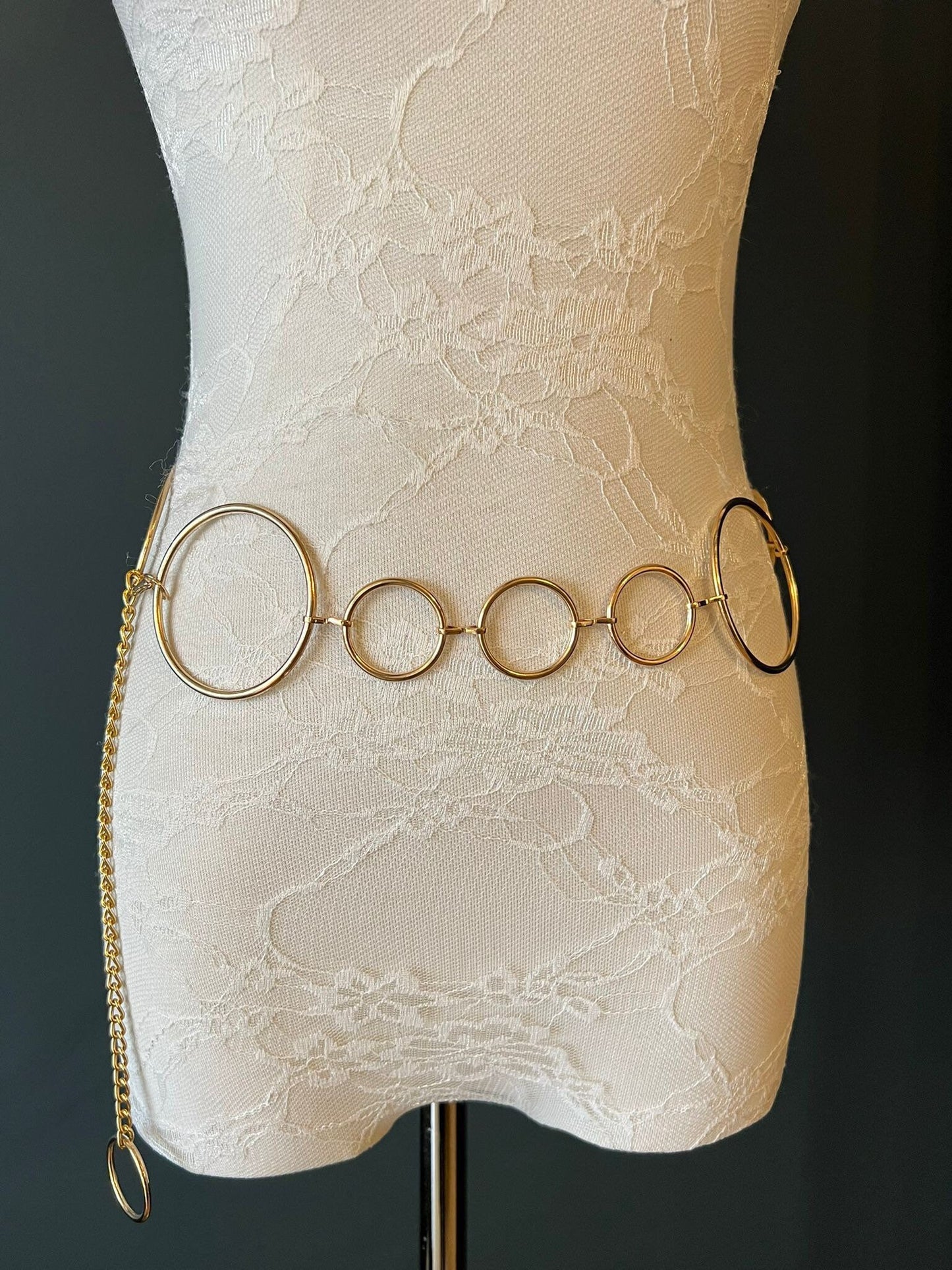 Gold Ring Belt, Plus Size Fashion Chain Belt, Prom