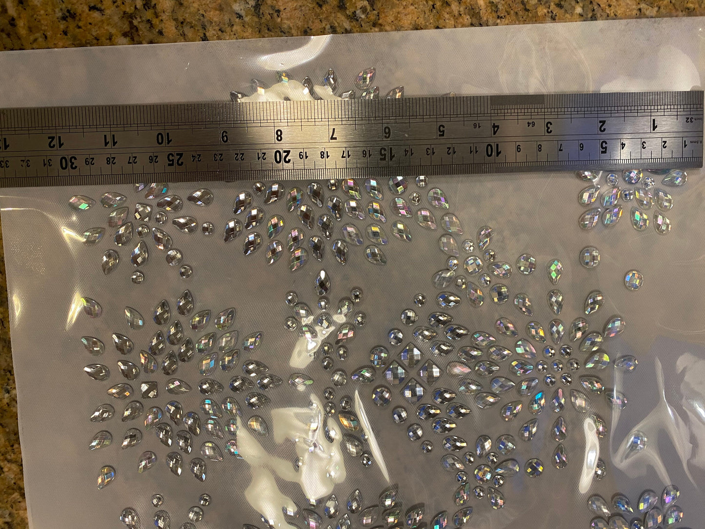 Jewel Hotfix, Iron on Hotfix Rhinestones, Iridescent Jewels, 12”x12”