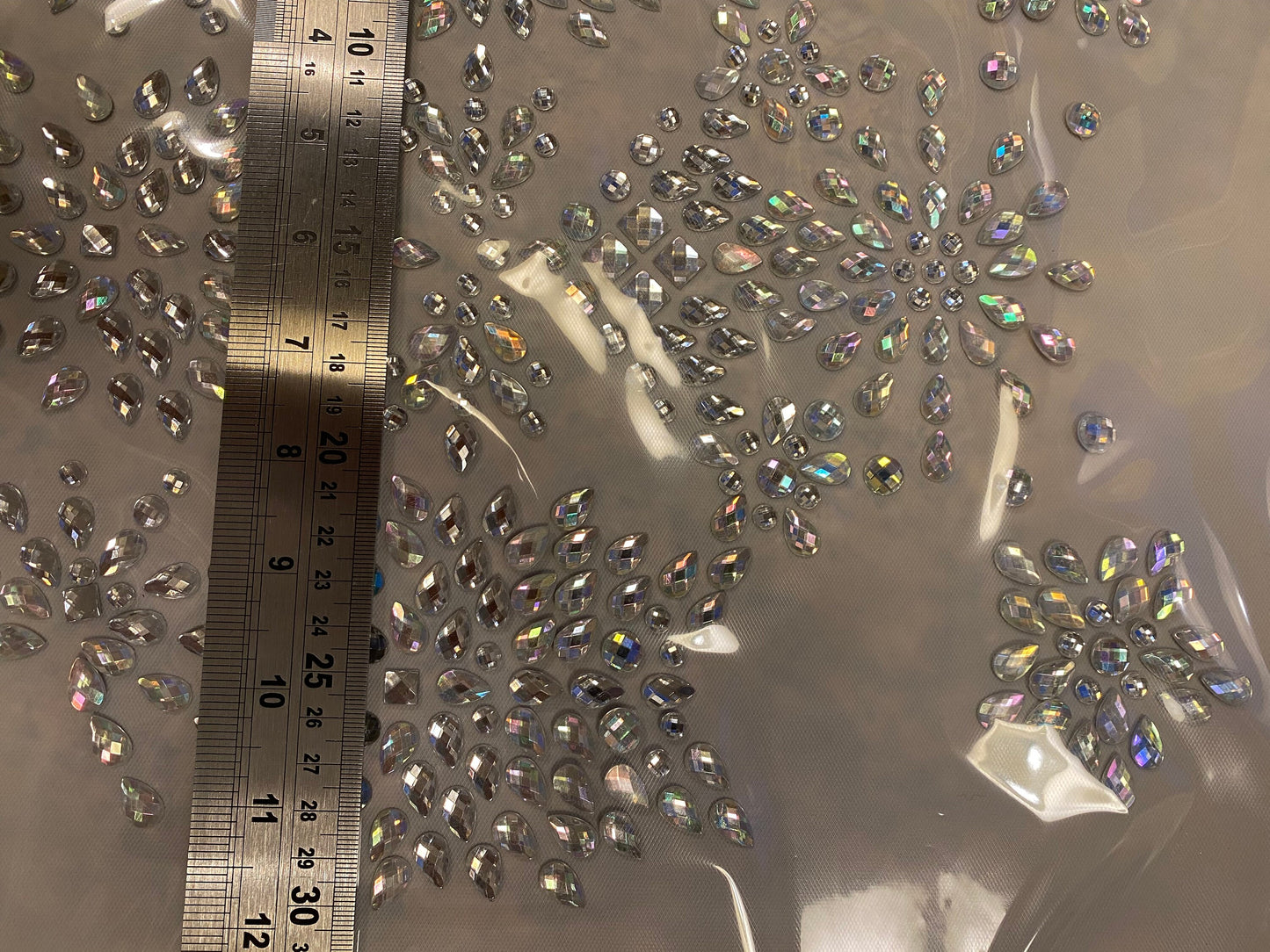 Jewel Hotfix, Iron on Hotfix Rhinestones, Iridescent Jewels, 12”x12”