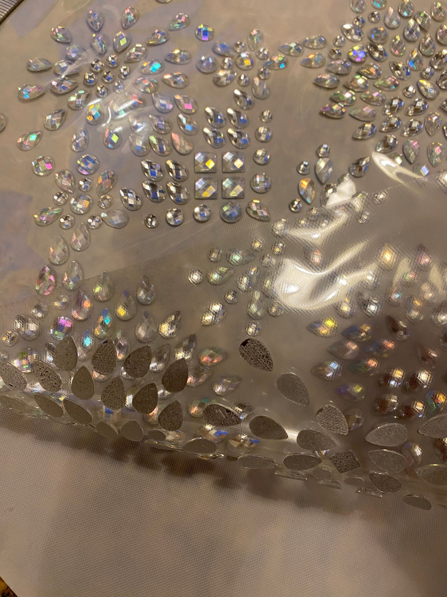 Jewel Hotfix, Iron on Hotfix Rhinestones, Iridescent Jewels, 12”x12”