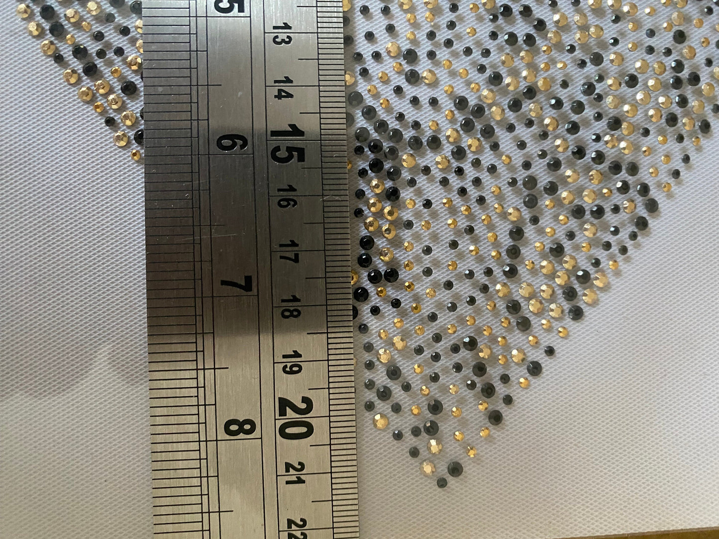 Gold Stud Hotfix Motif, Iron On Motif, Love heart, festival, Top, Gold Black Heart design