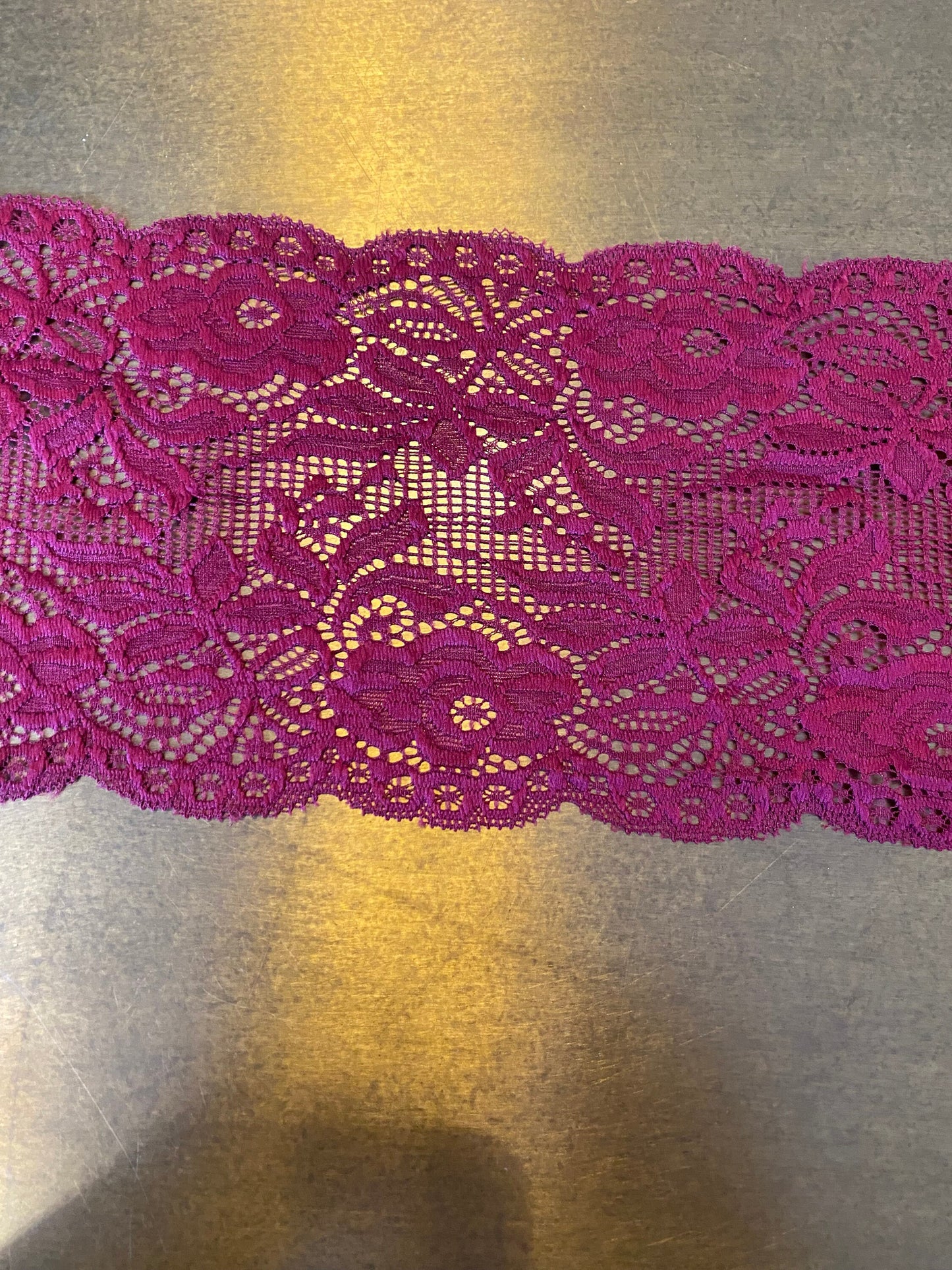Lace, Stretch Lace, 5”, 13cm wide lace, Maroon