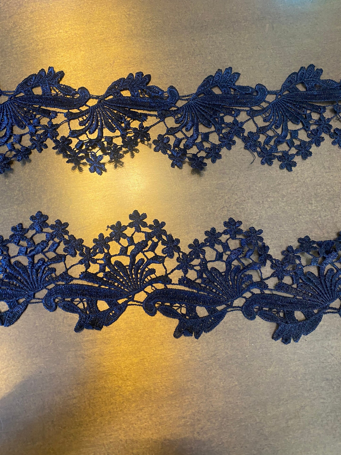 Patterned Black Polyester Lace Trim, 9cm Wide