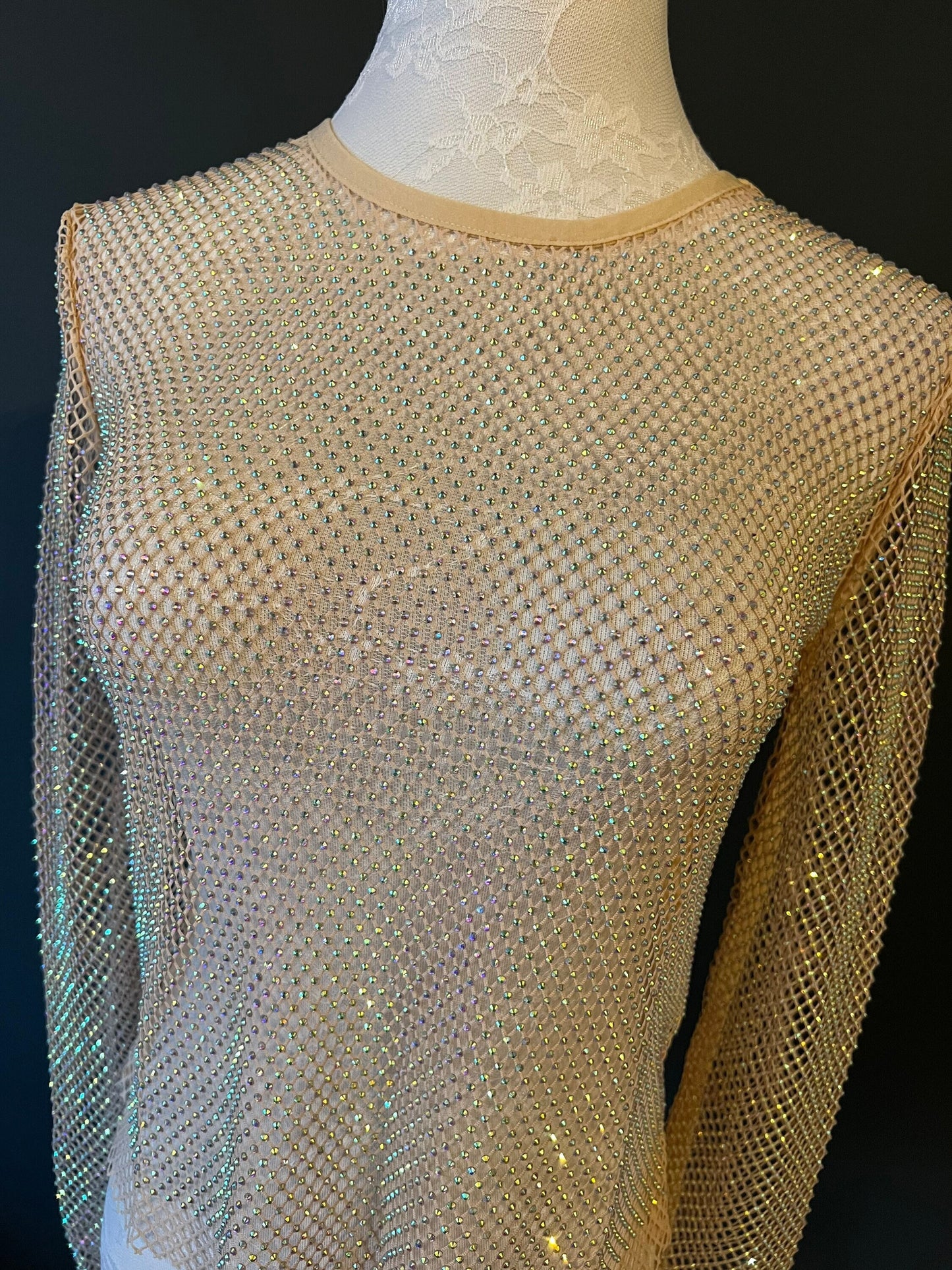 Fishnet Diamanté Top, Rhinestone Top, See Through Top, Fan Fashion Exclusives Range, UK Sizes 6-12