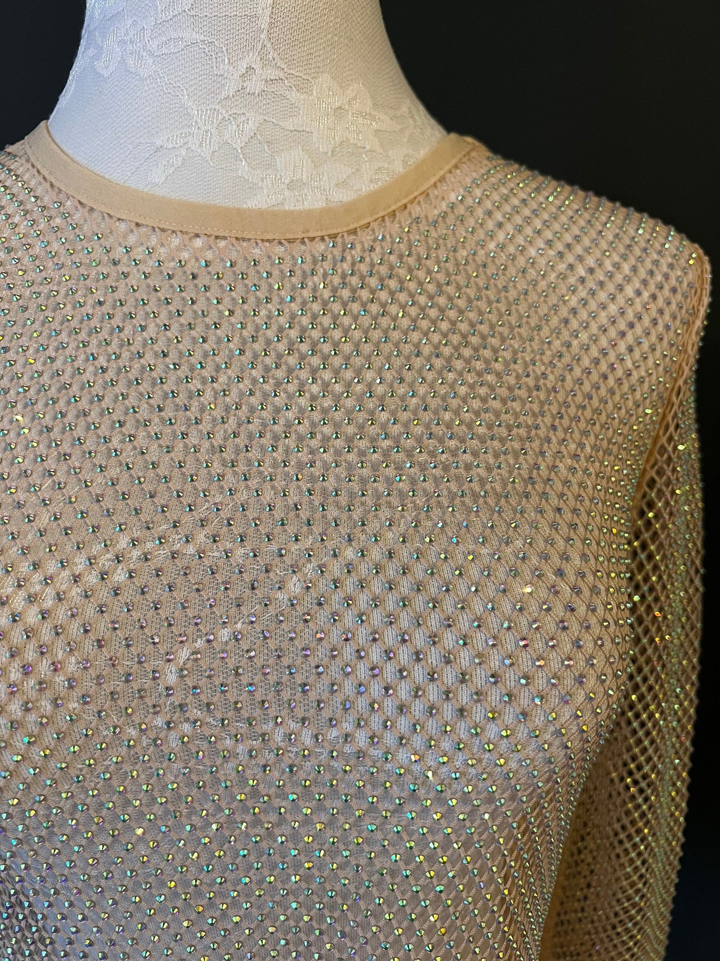 Fishnet Diamanté Top, Rhinestone Top, See Through Top, Fan Fashion Exclusives Range, UK Sizes 6-12