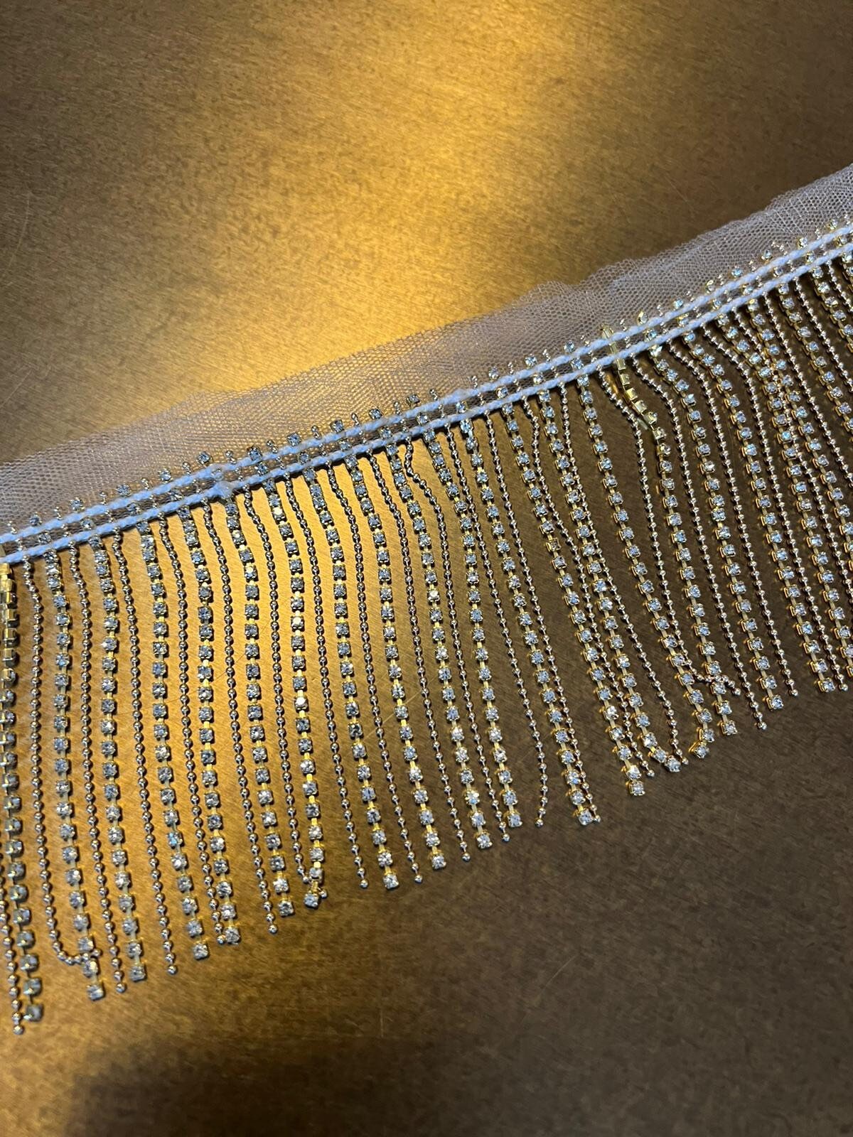 9cm Wide, Diamanté Fringe Trim, Rhinestone Fringe Silver Crystals, Fashion Fringe, Diamanté & Ball Trim, Rhinestones, Fringe, Gold, Silver