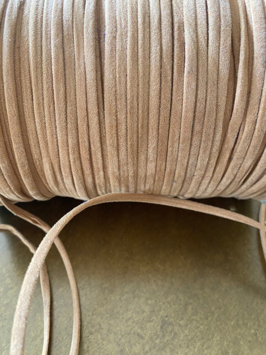 10mts Faux Suede Flat Cord, UK Made, Quality, Light Tan
