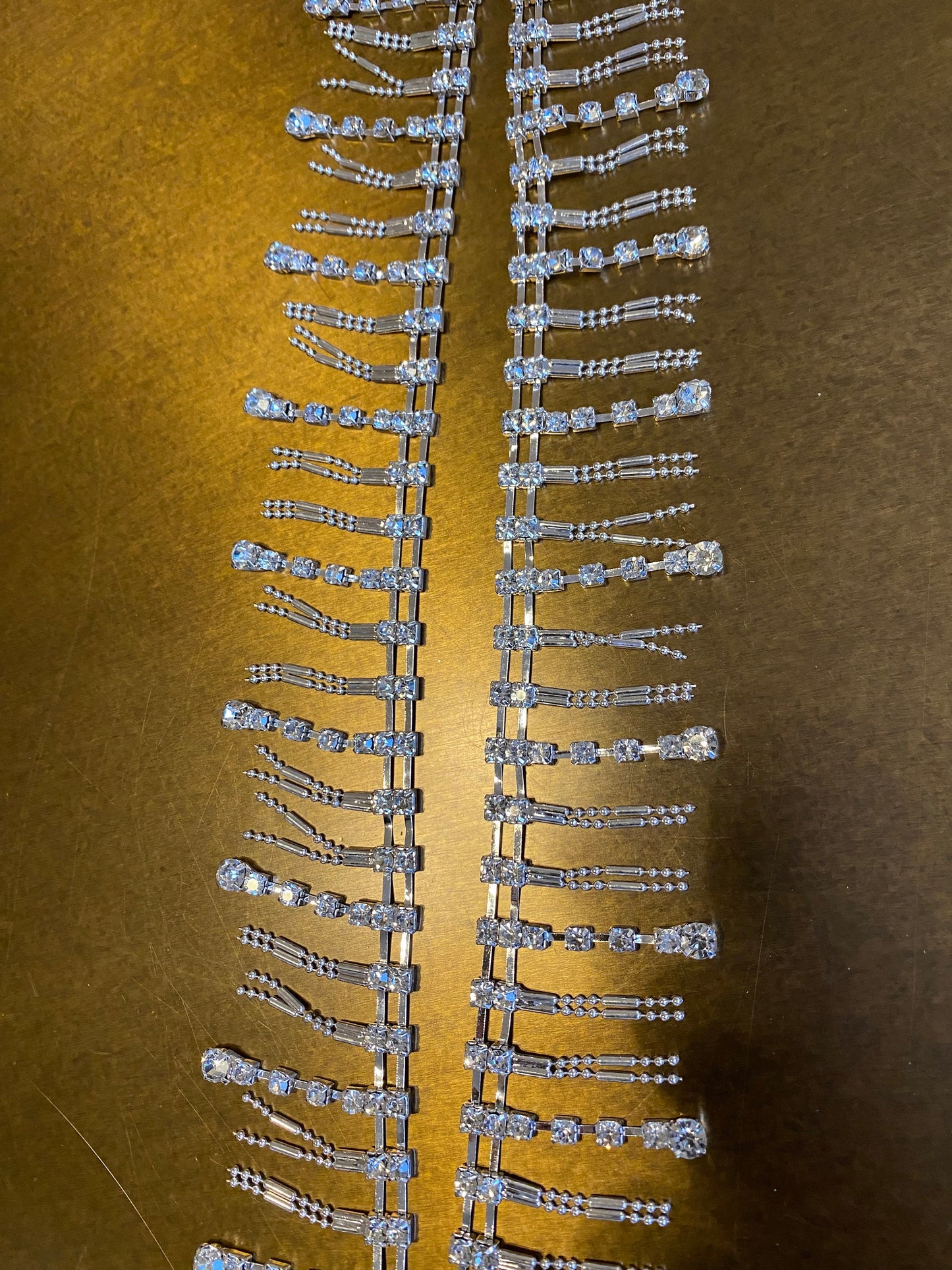Rhinestone Fringe Trim, Silver Diamante Jewel, Bridal Wedding Decor