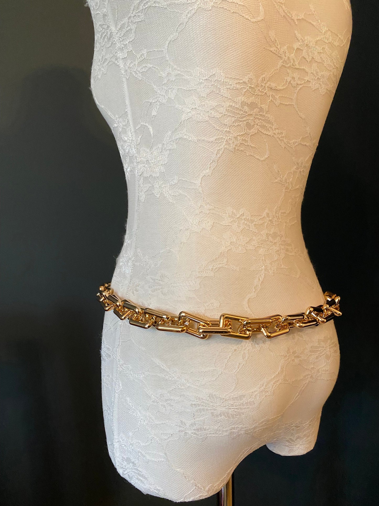 X-long Fashion Belt, Rose Gold Chain Link Belt, Light Weight, Swimwear, Gold Belt, Chain Link Belt, Gold, UK Size 2-40