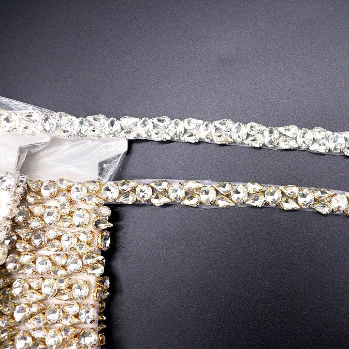 Loose Rhinestone Diamante Chain, Trim, Wedding, Dresses, Belt Bridal Bead Appliqués, Silver, Gold, Rose Gold, Heat Seal