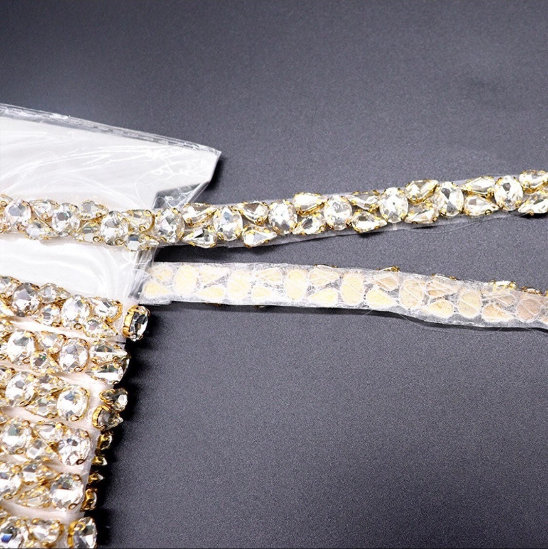 Loose Rhinestone Diamante Chain, Trim, Wedding, Dresses, Belt Bridal Bead Appliqués, Silver, Gold, Rose Gold, Heat Seal