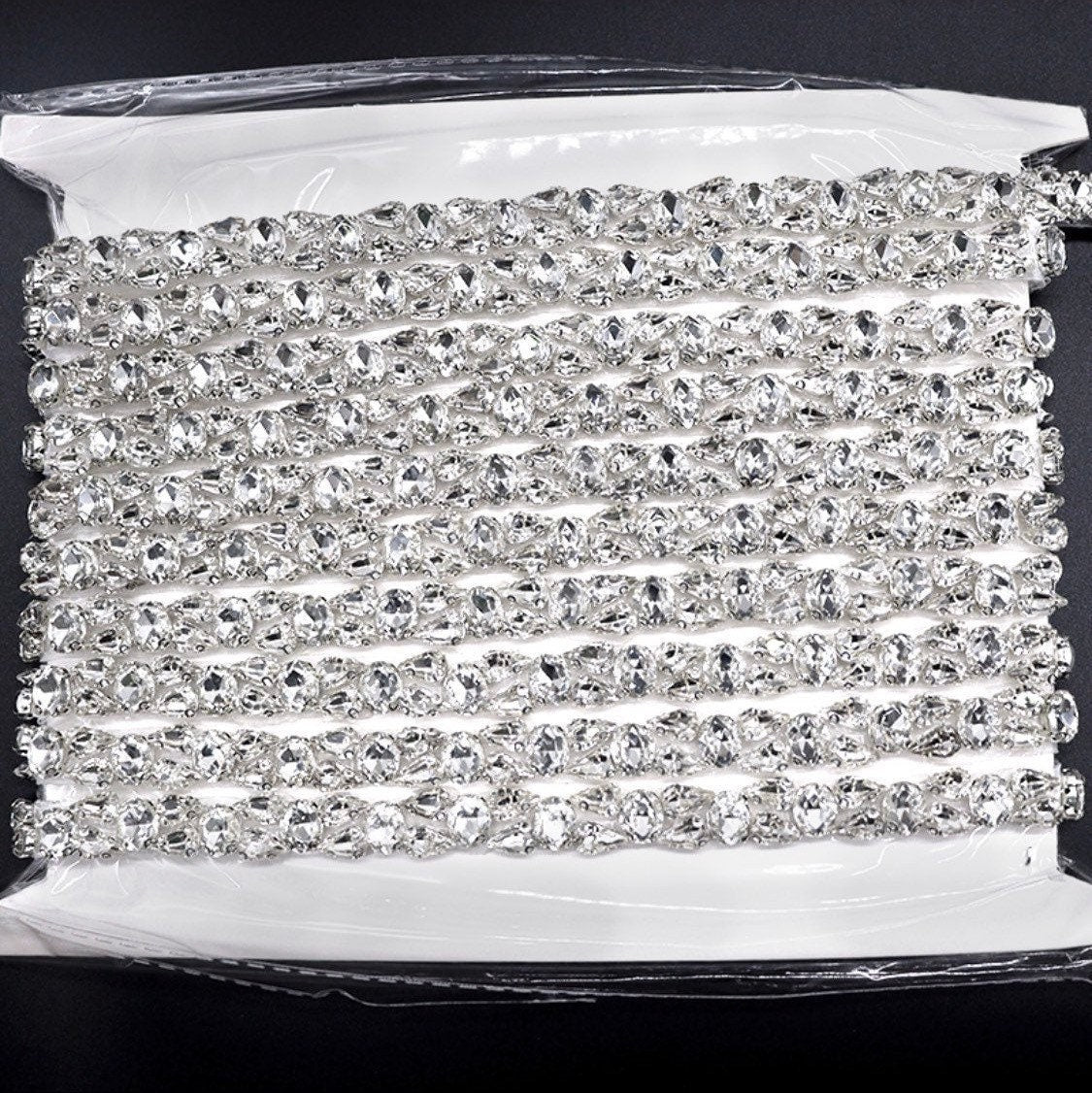 Loose Rhinestone Diamante Chain, Trim, Wedding, Dresses, Belt Bridal Bead Appliqués, Silver, Gold, Rose Gold, Heat Seal