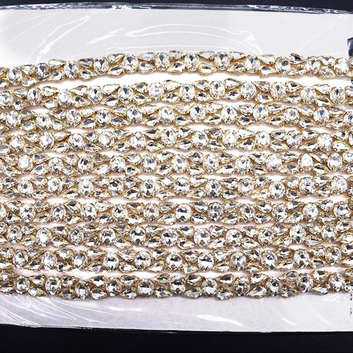 Loose Rhinestone Diamante Chain, Trim, Wedding, Dresses, Belt Bridal Bead Appliqués, Silver, Gold, Rose Gold, Heat Seal