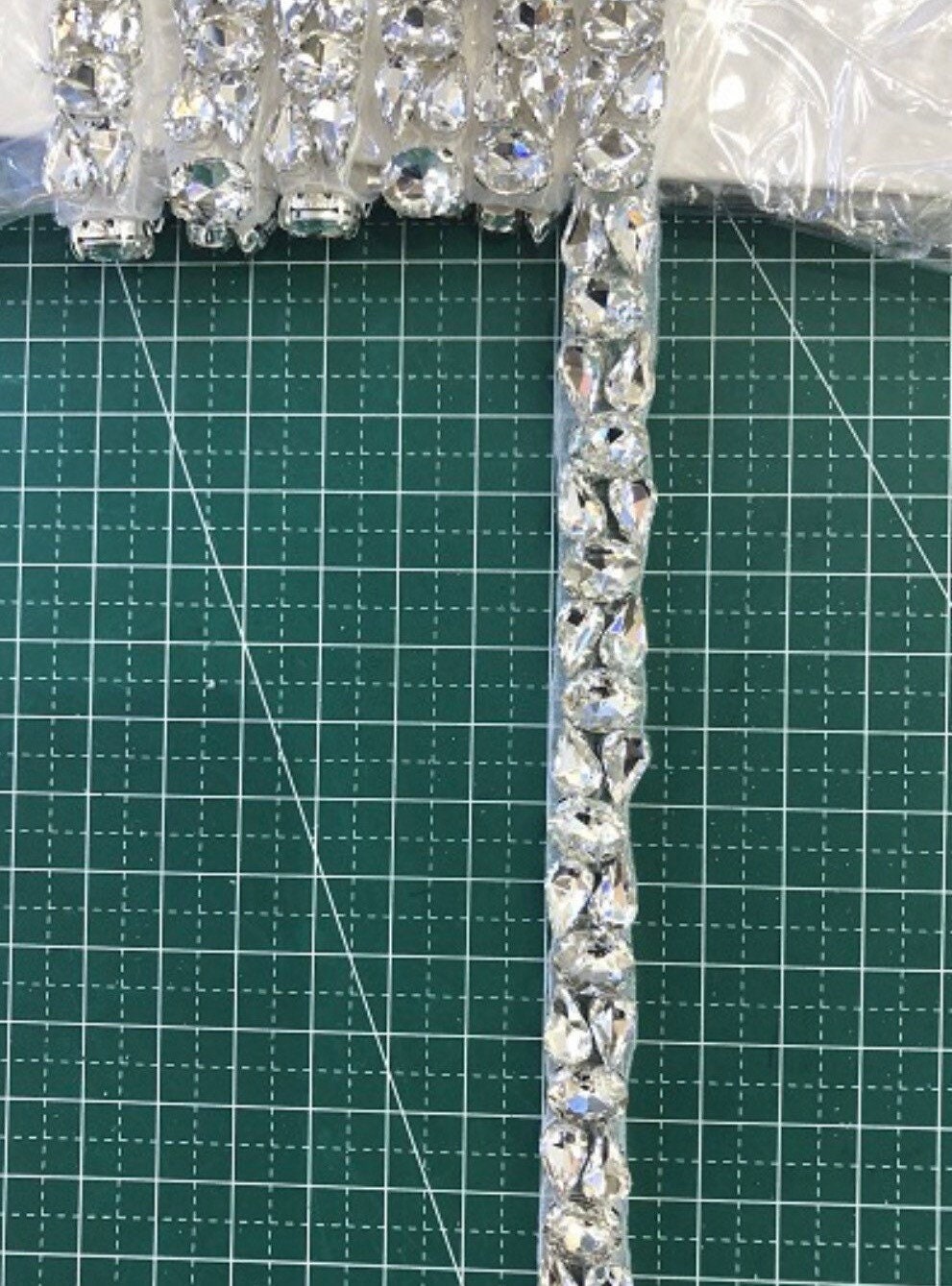 Loose Rhinestone Diamante Chain, Trim, Wedding, Dresses, Belt Bridal Bead Appliqués, Silver, Gold, Rose Gold, Heat Seal