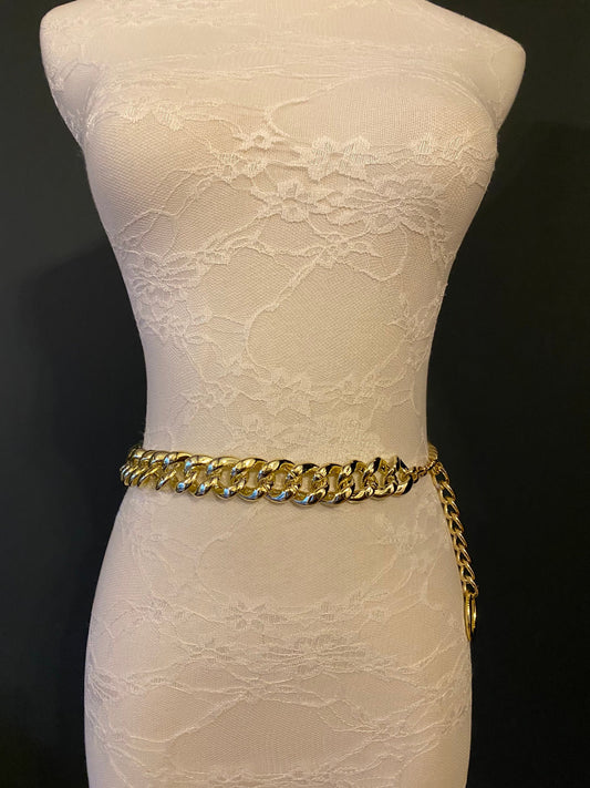 X-long Chain Belt, Light Gold, Light Weight Chain Belt, UK 2-34, Chain belt