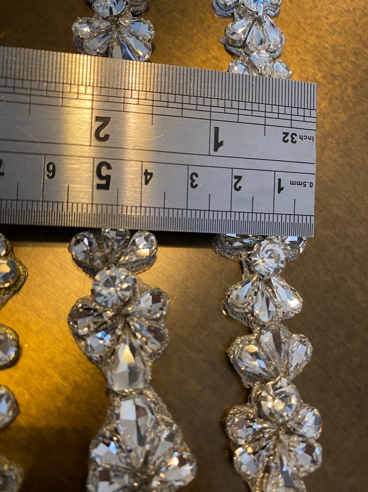 Loose Rhinestone Diamante Chain Trim Wedding Dress Belt Bridal Bead Appliqué, Gold, Silver