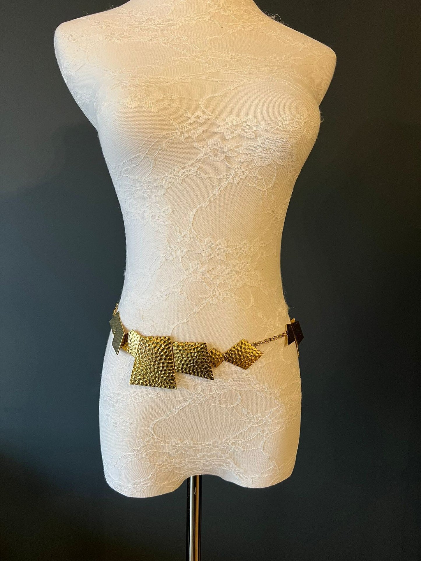 X-long Hammered Metal Chain Belt, Handmade, Chain Belt, High Quality, Antique Gold, UK 2-34