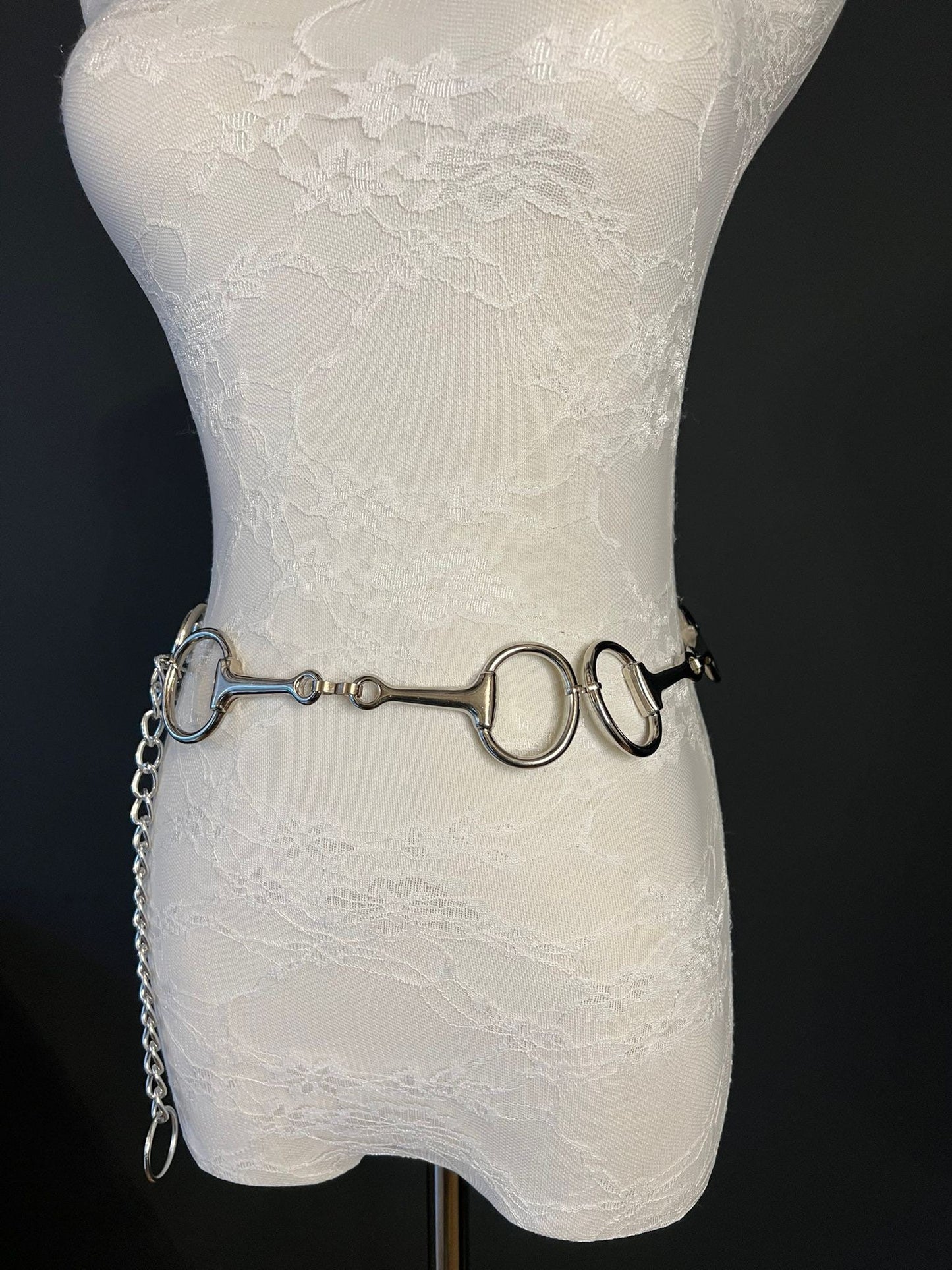 Silver Metal Belt with Hanging Chain, Teen to Plus Size