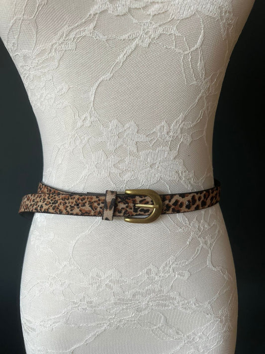 2cm Animal Print Faux Leather Belt for jeans, tops, dresses, fashion belt accessory, skinny belt, PU belt