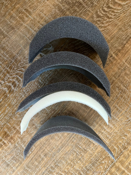 1 pair, Shoulder Pads 3cm, 2cm, 1.5cm, 1cm, ivory Grey, Uncovered Foam Shoulder Pads, Extreme 3cm Deep, can be handcut to create shapes