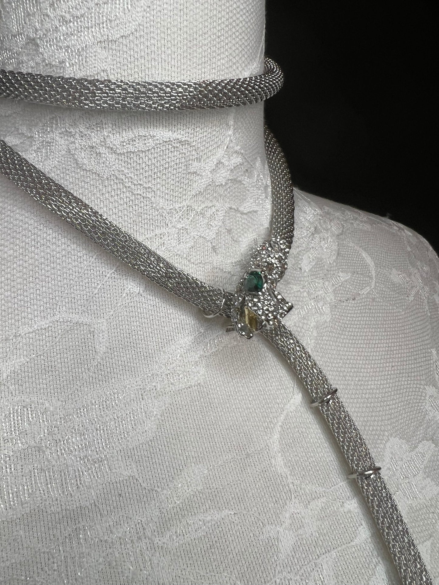 Rhinestone Snake Choker Necklace, Premium Gold or Silver