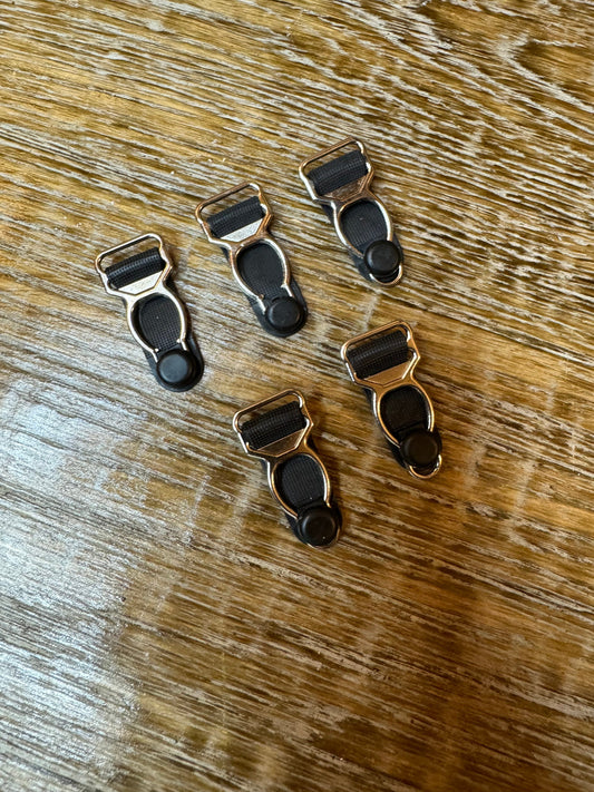 1/2" Garter Suspender Clips, Silver and Black, Nickel Free
