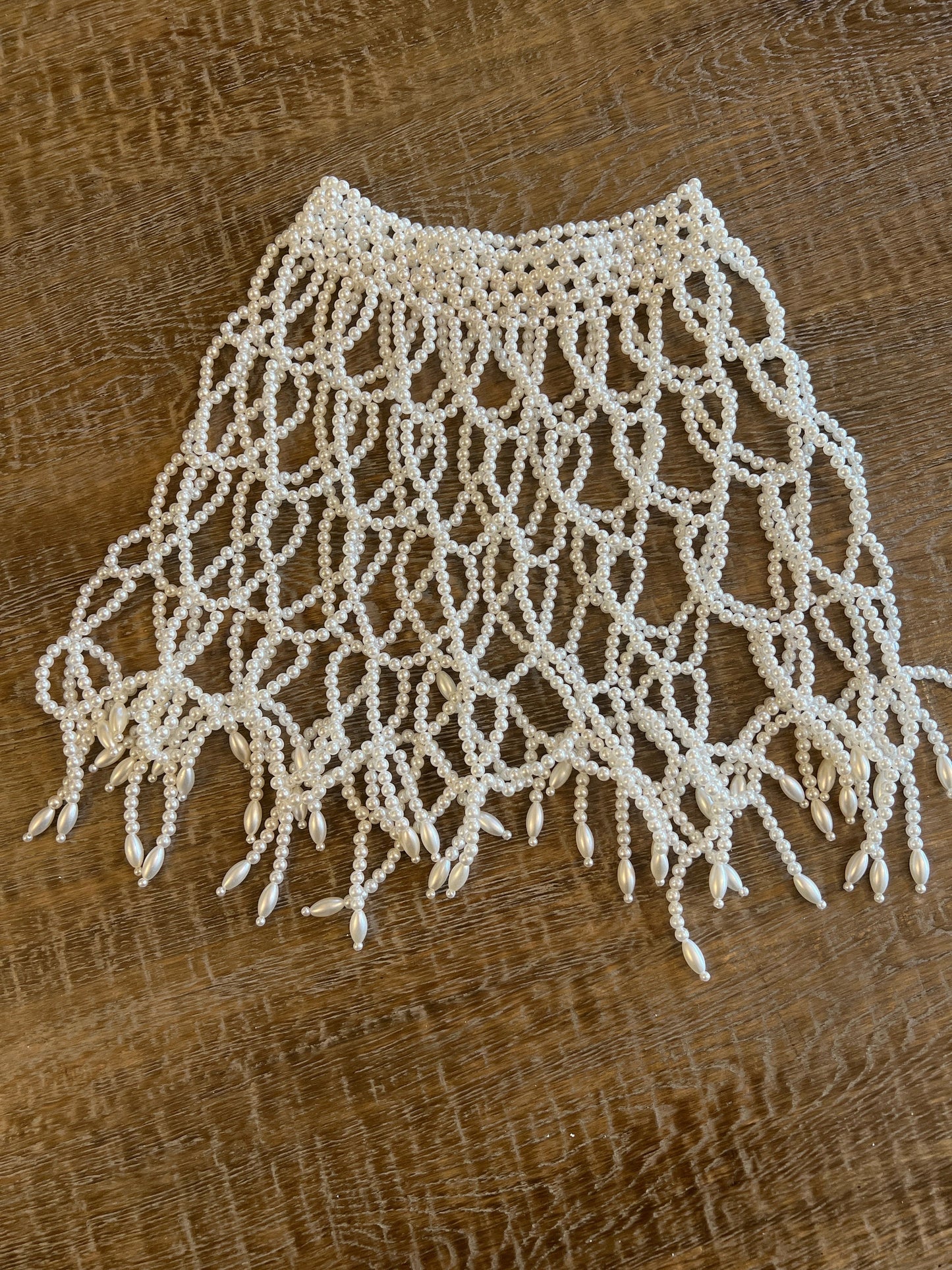 Bridal Pearl Shoulder Necklace, Vintage Wedding Jewelry
