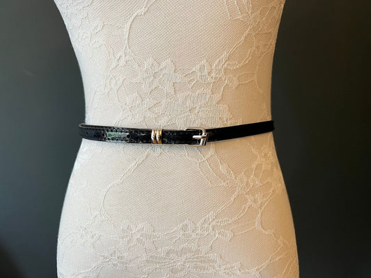 Belt, Patent Black Skinny Belt, 1cm Wide Belt, Fashion Belt, 100cm Long