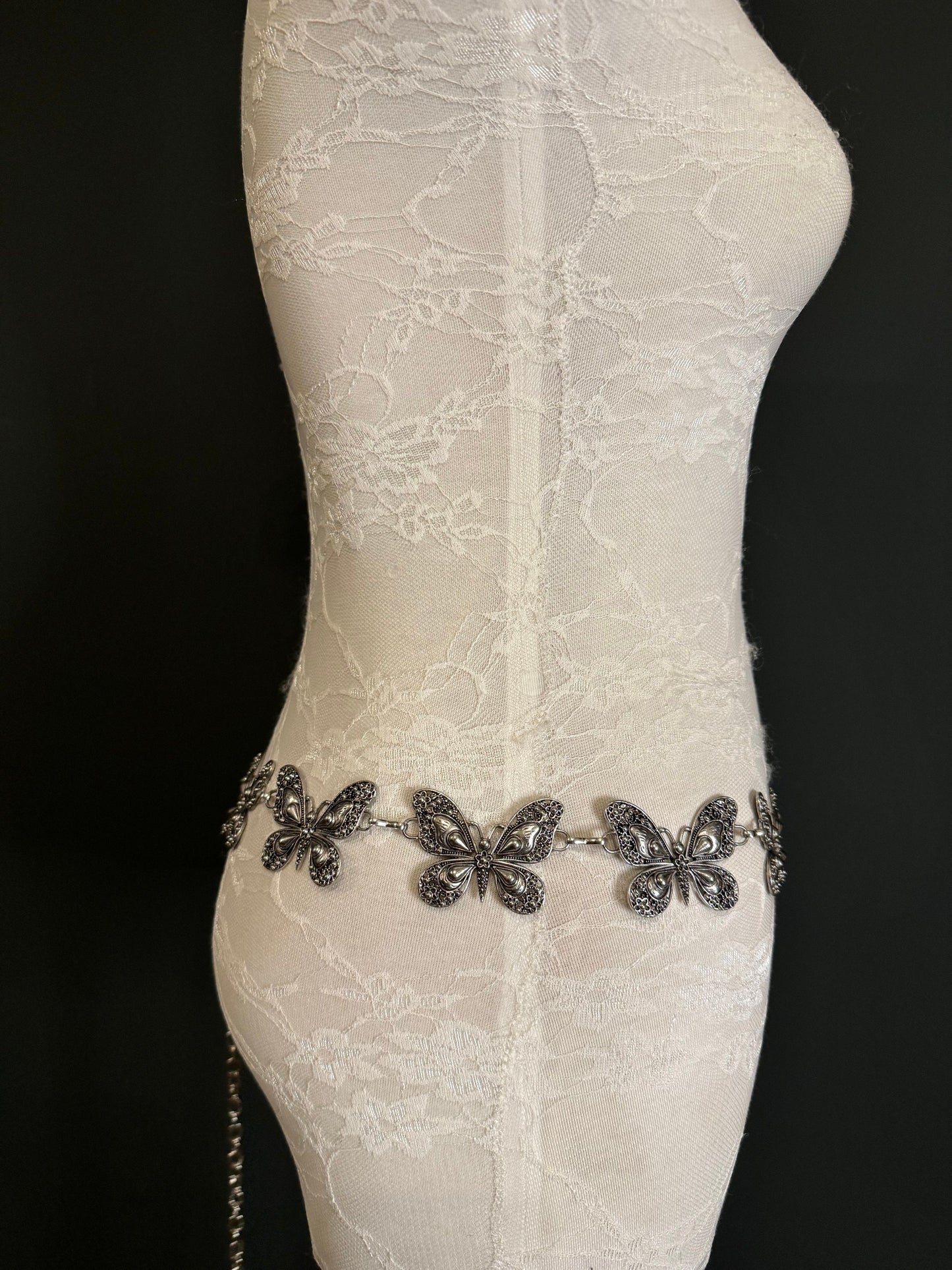 X-long Butterfly Belt, Metal Belt, Teen Sizes, UK Size 2-40, Fan Design, Fan Collection, Silver Metal belt, Fashion Accessory, Handmade