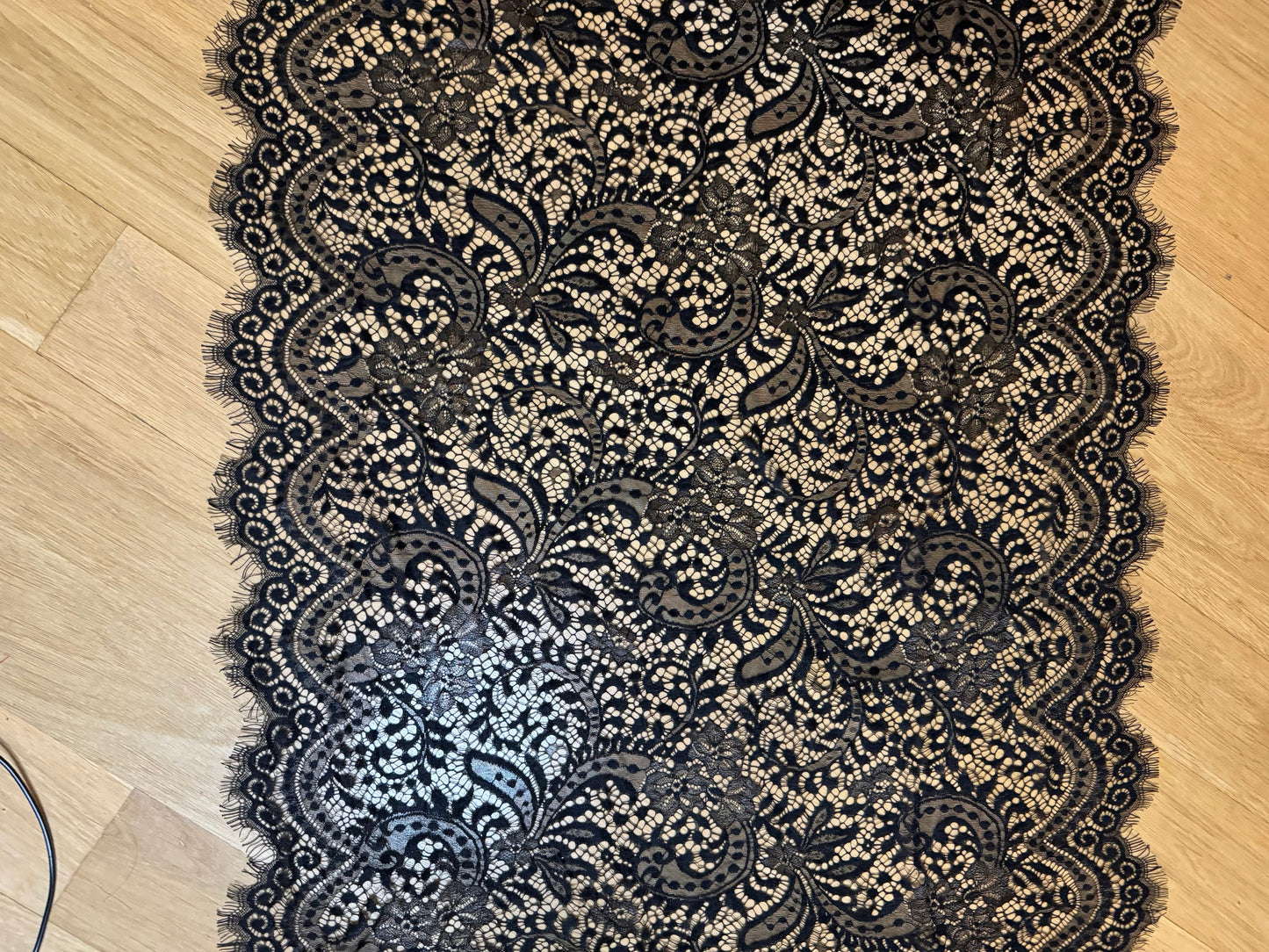 Black Eyelash Lace Fabric, 26" Wide, Lingerie & Crafts