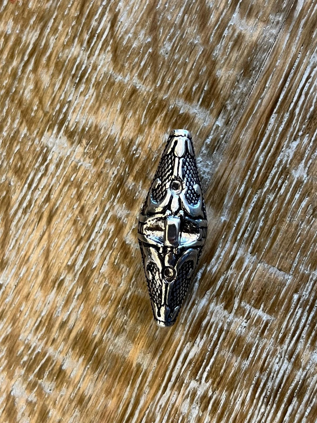 3pcs, Vintage Toggle Antique Silver, Engraved Shank Toggle